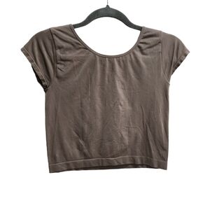 Free People Intimately Cropped Short Sleeve Shirt Brown